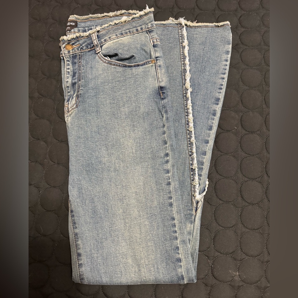 Bebe Blue Flare Wide Leg Jeans Size 8/29